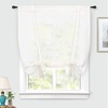 image:imageDriftAway Solid Color Linen Sheer Voile Tie Up Decorative Linen Textured Curtains Adjustable Balloon Curtains Rod Pocket Roman Slub Sheer Curtain with Pom Pom Trim 42 Inch by 63 Inch WhiteLight Linen