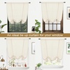 image:imageDriftAway Solid Color Linen Sheer Voile Tie Up Decorative Linen Textured Curtains Adjustable Balloon Curtains Rod Pocket Roman Slub Sheer Curtain with Pom Pom Trim 42 Inch by 63 Inch WhiteBeige
