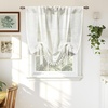image:imageDriftAway Solid Color Linen Sheer Voile Tie Up Decorative Linen Textured Curtains Adjustable Balloon Curtains Rod Pocket Roman Slub Sheer Curtain with Pom Pom Trim 42 Inch by 63 Inch WhiteWhite With White Pom
