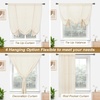 image:imageDriftAway Solid Color Linen Sheer Voile Tie Up Decorative Linen Textured Curtains Adjustable Balloon Curtains Rod Pocket Roman Slub Sheer Curtain with Pom Pom Trim 42 Inch by 63 Inch WhiteBeige