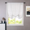 image:imageDriftAway Solid Color Linen Sheer Voile Tie Up Decorative Linen Textured Curtains Adjustable Balloon Curtains Rod Pocket Roman Slub Sheer Curtain with Pom Pom Trim 42 Inch by 63 Inch WhiteWhite