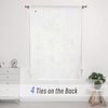image:imageDriftAway Solid Color Linen Sheer Voile Tie Up Decorative Linen Textured Curtains Adjustable Balloon Curtains Rod Pocket Roman Slub Sheer Curtain with Pom Pom Trim 42 Inch by 63 Inch WhiteWhite With White Pom