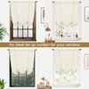 image:imageDriftAway Solid Color Linen Sheer Voile Tie Up Decorative Linen Textured Curtains Adjustable Balloon Curtains Rod Pocket Roman Slub Sheer Curtain with Pom Pom Trim 42 Inch by 63 Inch WhiteBeige