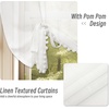 image:imageDriftAway Solid Color Linen Sheer Voile Tie Up Decorative Linen Textured Curtains Adjustable Balloon Curtains Rod Pocket Roman Slub Sheer Curtain with Pom Pom Trim 42 Inch by 63 Inch WhiteWhite With White Pom