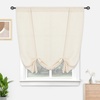 image:imageDriftAway Solid Color Linen Sheer Voile Tie Up Decorative Linen Textured Curtains Adjustable Balloon Curtains Rod Pocket Roman Slub Sheer Curtain with Pom Pom Trim 42 Inch by 63 Inch WhiteBeige