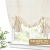 image:imageDriftAway Solid Color Linen Sheer Voile Tie Up Decorative Linen Textured Curtains Adjustable Balloon Curtains Rod Pocket Roman Slub Sheer Curtain with Pom Pom Trim 42 Inch by 63 Inch WhiteBeige