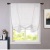 image:imageDriftAway Solid Color Linen Sheer Voile Tie Up Decorative Linen Textured Curtains Adjustable Balloon Curtains Rod Pocket Roman Slub Sheer Curtain with Pom Pom Trim 42 Inch by 63 Inch WhiteWhite