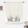 image:imageDriftAway Solid Color Linen Sheer Voile Tie Up Decorative Linen Textured Curtains Adjustable Balloon Curtains Rod Pocket Roman Slub Sheer Curtain with Pom Pom Trim 42 Inch by 63 Inch WhiteBeige