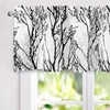 image:imageDriftAway Tree Branch Lined Valance Double Layer Blackout Thermal Insulated Abstract Ink Printing Window Curtain Valance Rod Pocket 52 Inch by 18 Inch Plus 2 Inch Header Silver Gray 1 PackBlack White