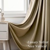 image:imageDriftAway Velvet Curtains Beige Room Darkening Curtains 84 Inches Long 2 Panel Set Super Soft luxury Grommet Curtains Thermal Insulated Blackout Drapes for living room Bedroom Camel Beige 52 inch wideCamel Beige
