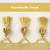 image:imageDriftAway Velvet Waterfall Draped Curtain Valance for Living Room Boho Super Soft Home Decoration with Handmade Tassels for Kitchen Single Window Drape for Bedroom W59XL48 Inches Gold Yellow