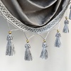 image:imageDriftAway Velvet Waterfall Draped Curtain Valance for Living Room Boho Super Soft Home Decoration with Handmade Tassels for Kitchen Single Window Drape for Bedroom W79XL48 Inches Silver Gray