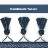 image:imageDriftAway Velvet Waterfall Draped Curtain Valance for Living Room Boho Super Soft Home Decoration with Handmade Tassels for Kitchen Single Window Drape for Bedroom W59XL48 Inches Navy Blue