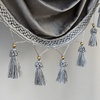 image:imageDriftAway Velvet Waterfall Draped Curtain Valance for Living Room Boho Super Soft Home Decoration with Handmade Tassels for Kitchen Single Window Drape for Bedroom W39XL48 Inches Silver Gray