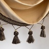 image:imageDriftAway Velvet Waterfall Draped Curtain Valance for Living Room Boho Super Soft Home Decoration with Handmade Tassels for Kitchen Single Window Drape for Bedroom W79XL48 Inches Coffee