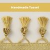 image:imageDriftAway Velvet Waterfall Draped Curtain Valance for Living Room Boho Super Soft Home Decoration with Handmade Tassels for Kitchen Single Window Drape for Bedroom W39XL48 Inches Gold Yellow