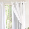 image:imageDriftAway White Pinch Pleated Voile Sheer Blackout Thermal Curtain Liner Embroidered with Pom Pom Lined Grommet Curtain for Kids Girls Bedroom Nursery Room 63 Inch Single PanelSoft Pink