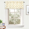 image:imageMoroccan Geometric Boho Valances for Windows Yellow and White Valance Curtains for Kitchen Living Room Bedroom Quatrefoil Trellis Printed 3 Inch Rod Pocket Short Window Curtains 52 Inch X 18 InchYellow