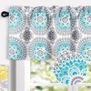image:imageDriftAway Curtains for Bedroom Boho Bella Medallion Pattern Room Darkening Window Curtain Valance Short Curtain for Kitchen Living Room 52 Inch by 18 Inch Aqua and Gray SingleAquaGrey