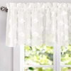 image:imageDriftAway Kitchen Curtain Valance for Windows 18 Inch White Sheer Voile Chiffon Curtains for Bedroom Living Room Embroidered Pom Pom Light Filtering Rod Pocket Extra Wide Window Toppers 1 PanelSheer White