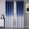 image:imageDriftAway Ombre Linen Textured Gradient Color Lined Blackout Grommet Window Curtains for Living Room Bedroom 2 Panels 52 Inch by 84 Inch Navy Blue to White with Twinkle Silver Stars