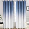 image:imageDriftAway Ombre Linen Textured Gradient Color Lined Blackout Window Curtains Grommet 2 Layers 2 Panels 50 Inch by 84 Inch Navy Blue to White