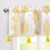 image:imageDriftAway Sadie Paisley Medallion Pattern Boho Velvet Window Curtain Valance with Handmade Tassels for Kitchen Rod Pocket 50 Inch by 14 Inch Plus 175 Inch Header Gold YellowGold Yellow