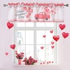 image:imageDriftAway Valentines Day Valances for Windows Red Truck Heart Rose Flower Love Kitchen Curtain Valance Rod Pocket Short Window Valance Holiday Home Decor 14 inch Length for Bathroom Living RoomPink and White