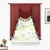 image:imageDriftAway Velvet Waterfall Draped Curtain Valance for Living Room Boho Super Soft Home Decoration with Handmade Tassels for Kitchen Single Window Drape for Bedroom W39XL48 Inches Red
