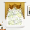 image:imageDriftAway Velvet Waterfall Draped Curtain Valance for Living Room Boho Super Soft Home Decoration with Handmade Tassels for Kitchen Single Window Drape for Bedroom W59XL48 Inches Gold Yellow