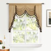 image:imageDriftAway Velvet Waterfall Draped Curtain Valance for Living Room Boho Super Soft Home Decoration with Handmade Tassels for Kitchen Single Window Drape for Bedroom W59XL48 Inches Coffee
