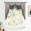 image:imageDriftAway Velvet Waterfall Draped Curtain Valance for Living Room Boho Super Soft Home Decoration with Handmade Tassels for Kitchen Single Window Drape for Bedroom W59XL48 Inches Silver Gray