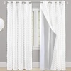 image:imageDriftAway White Pinch Pleated Voile Sheer Blackout Thermal Curtain Liner Embroidered with Pom Pom Lined Grommet Curtain for Kids Girls Bedroom Nursery Room 63 Inch Single PanelOff White Chevron