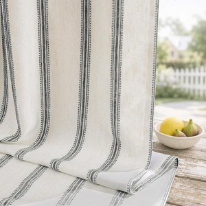 image:imageDriftAway 100 Blackout Farmhouse Linen Chenille Stripe Drapes Loden GreenGrey
