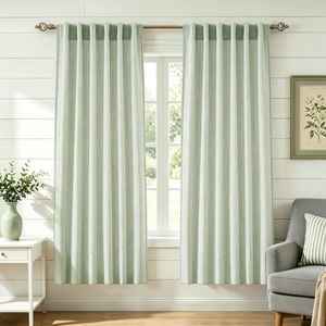 image:imageDriftAway 100 Blackout Linen Hygge Striped Curtains Double Layer Farmhouse Drapes 84 Inches Long for Living Room Bedroom Yarn Dyed Woven Thermal Insulated Rod Pocket Back Tab 2 Panels BeigeWhiteTicking Stripeloden Green