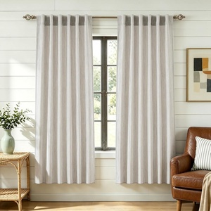 image:imageDriftAway 100 Blackout Linen Hygge Striped Curtains Double Layer Farmhouse Drapes 84 Inches Long for Living Room Bedroom Yarn Dyed Woven Thermal Insulated Rod Pocket Back Tab 2 Panels BeigeWhiteTicking Stripeblack