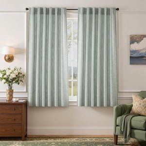 image:imageDriftAway 100 Blackout Linen Hygge Striped Curtains Double Layer Farmhouse Drapes 84 Inches Long for Living Room Bedroom Yarn Dyed Woven Thermal Insulated Rod Pocket Back Tab 2 Panels BeigeWhiteHygge Striploden Green