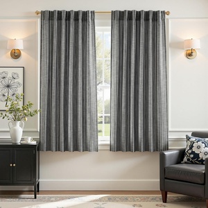 image:imageDriftAway 100 Blackout Linen Hygge Striped Curtains Double Layer Farmhouse Drapes 84 Inches Long for Living Room Bedroom Yarn Dyed Woven Thermal Insulated Rod Pocket Back Tab 2 Panels BeigeWhiteHygge Stripblack