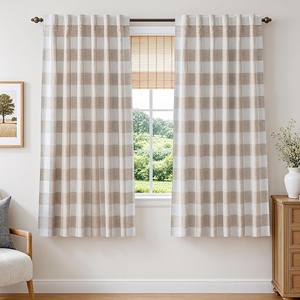 image:imageDriftAway 100 Blackout Plaid Curtains Buffalo Check 84 Inches TaupeTaupe