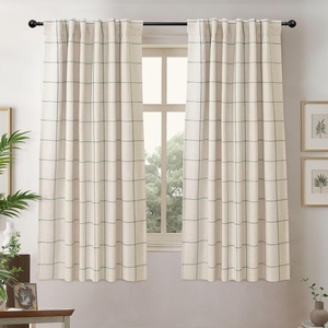 image:imageDriftAway 100 Blackout Plaid Linen Curtains 84 Inches Long 2 Panels BlackLoden Green
