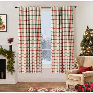 image:imageDriftAway 100 Blackout Plaid Linen Curtains 84 Inches Long 2 Panels BlackRed Green