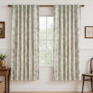 image:imageDriftAway 100 Blackout Vintage Floral Linen Curtains Double Layer French Country Peony Flower Printed Pattern Thermal Insulated Drapes for Bedroom Living Room Back Tab 2 Panels W52 x L84 TaupeCreamCecilialoden Green