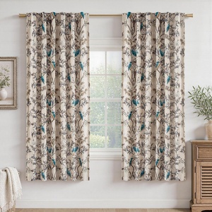 image:imageDriftAway 100 Blackout Vintage Floral Linen Curtains Double Layer French Country Peony Flower Printed Pattern Thermal Insulated Drapes for Bedroom Living Room Back Tab 2 Panels W52 x L84 TaupeCreamEileenbeige