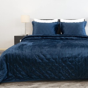 image:imageDriftAway 3 Piece Velvet Quilt Set Bedspreads Coverlets Cover Prewashed Queen Full Queen Size Peacock Blue