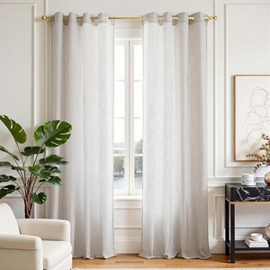 image:imageDriftAway 3D Chenille Striped Curtains 84 Inches Long Tweed Linen Textured Light Filtering Woven Embroidered Luxury Soft Drapes for Living Room Bedroom Grommet Privacy 2 Panels W52 x L84 TaupeCoffee
