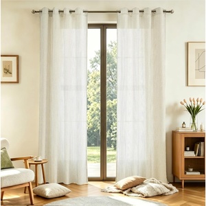 image:imageDriftAway 3D Chenille Striped Curtains 84 Inches Long Tweed Linen Textured Light Filtering Woven Embroidered Luxury Soft Drapes for Living Room Bedroom Grommet Privacy 2 Panels W52 x L84 TaupeGreen Gray