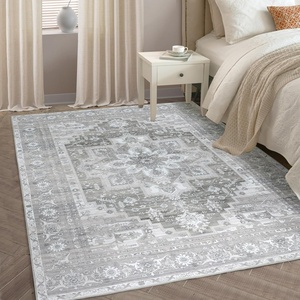 image:imageDriftAway Area Rug 5x7 Washable Rugs for Living Room Non Slip Rubber Backing Low Pile Non Shedding Carpet Friendly Boho Foldable Vintage Rugs for Bedroom Dining Room Natural Gray BrickGrey
