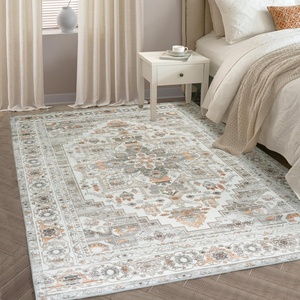 image:imageDriftAway Area Rug 5x7 Washable Rugs for Living Room Non Slip Rubber Backing Low Pile Non Shedding Carpet Friendly Boho Foldable Vintage Rugs for Bedroom Dining Room Natural Gray BrickNaturalGrayBrick