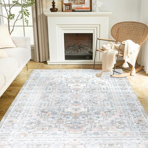 image:imageDriftAway Area Rug 5x7 Washable Rugs for Living Room Non Slip Rubber Backing Low Pile Non Shedding Carpet Friendly Boho Foldable Vintage Rugs for Bedroom Dining Room Natural Gray BrickPink