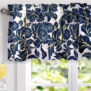 image:imageDriftAway Bird Tree Floral Flower Leaf Lined Thermal Insulated Energy Saving Window Curtain Valance for Living Room Bedroom Kitchen 2 Layer Rod Pocket 52 Inch by 18 Inch Plus 2 Inch Header NavyNavy
